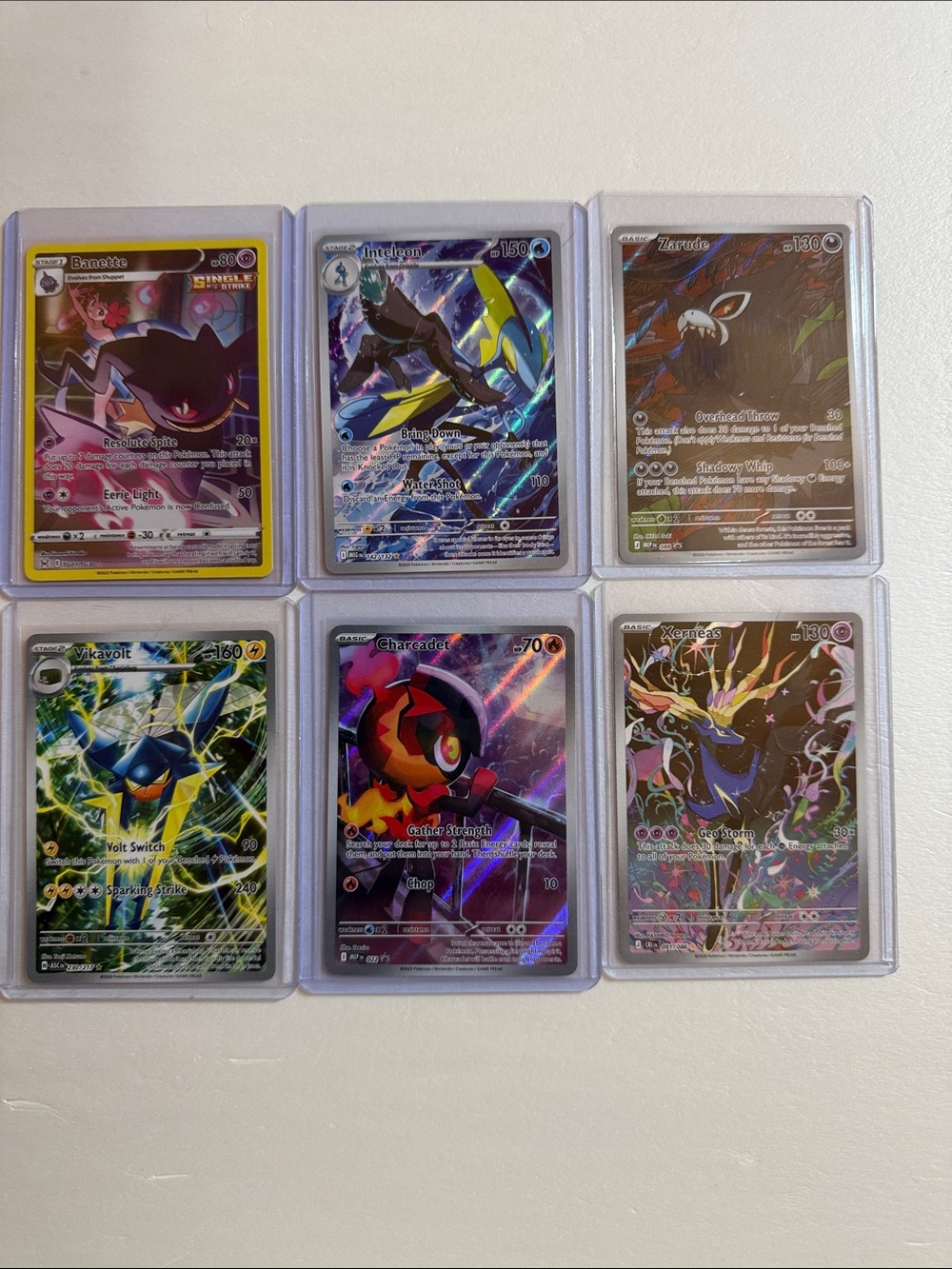 Pokemon Holo Rare Card Set - Black, Purple, Yellow, Blue, Pink, Green